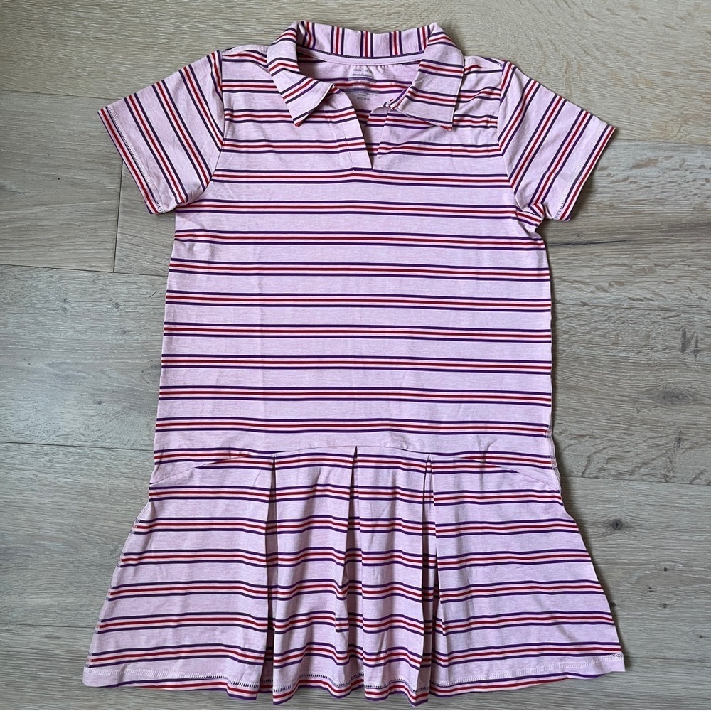 NWOT Hanna Andersson Preppy Sporty Tennis Polo Dress Pink Straps Sz 15/Us 12*T30